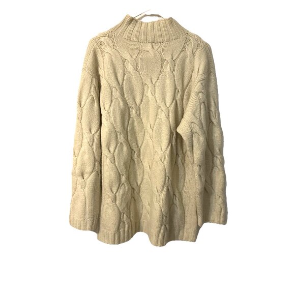 Neiman Marcus 100% Cashmere Chunky Mock Neck Cable Sweater Size Large - Picture 4 of 5